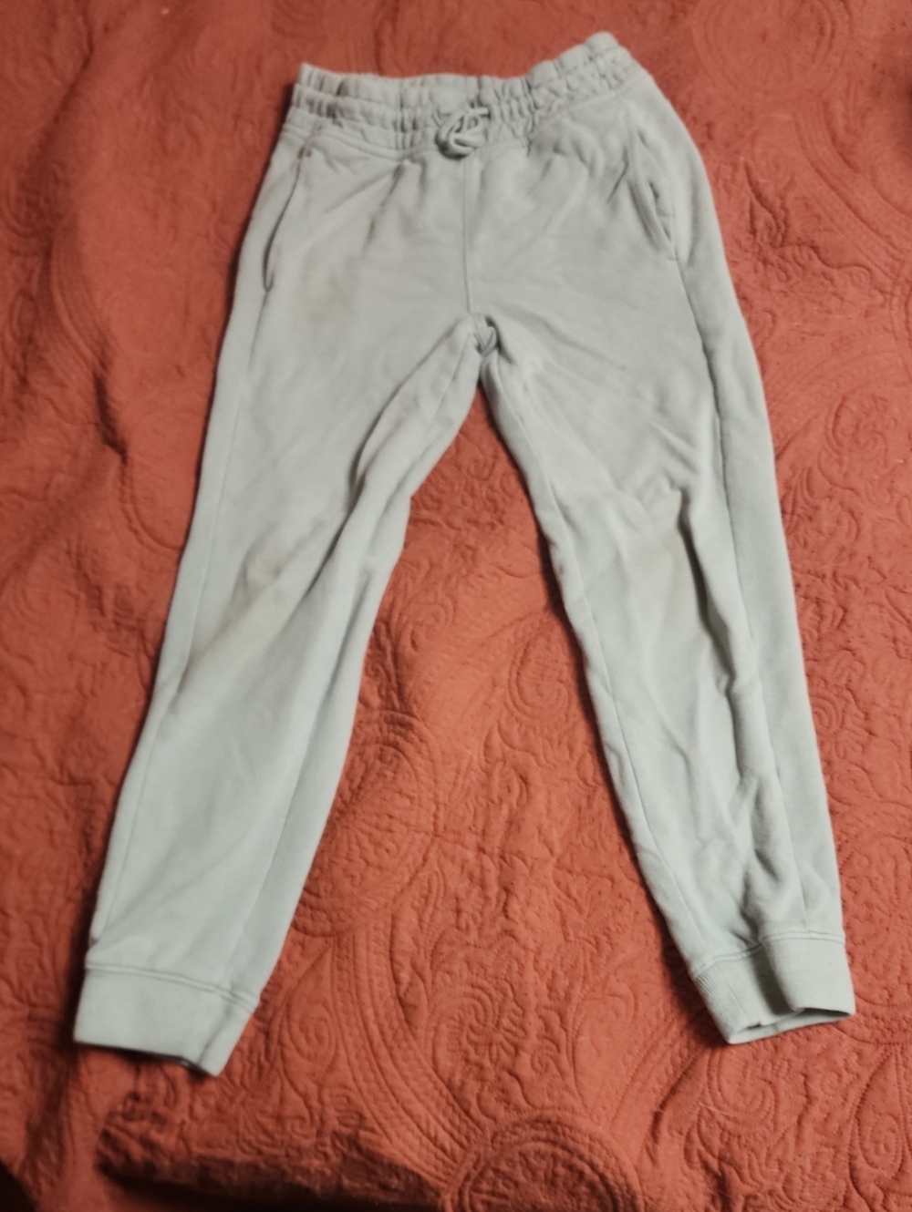 Boy's Light Gray Fleece Jogger Pants - Casual Comfort - Size L(10-12)
